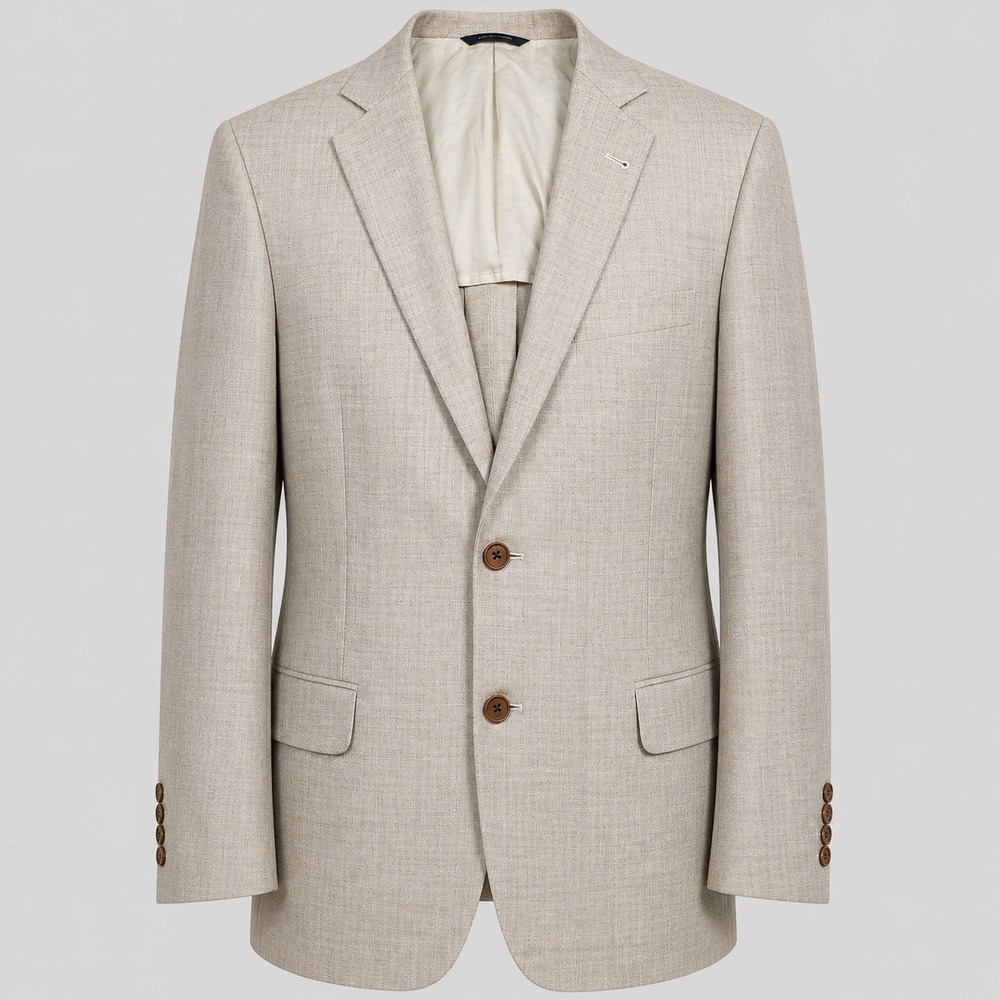 Brooks Brothers Sport Coat Mens 44R Beige‎ 1818 Fitzgerald Wool 2 Button Blazer